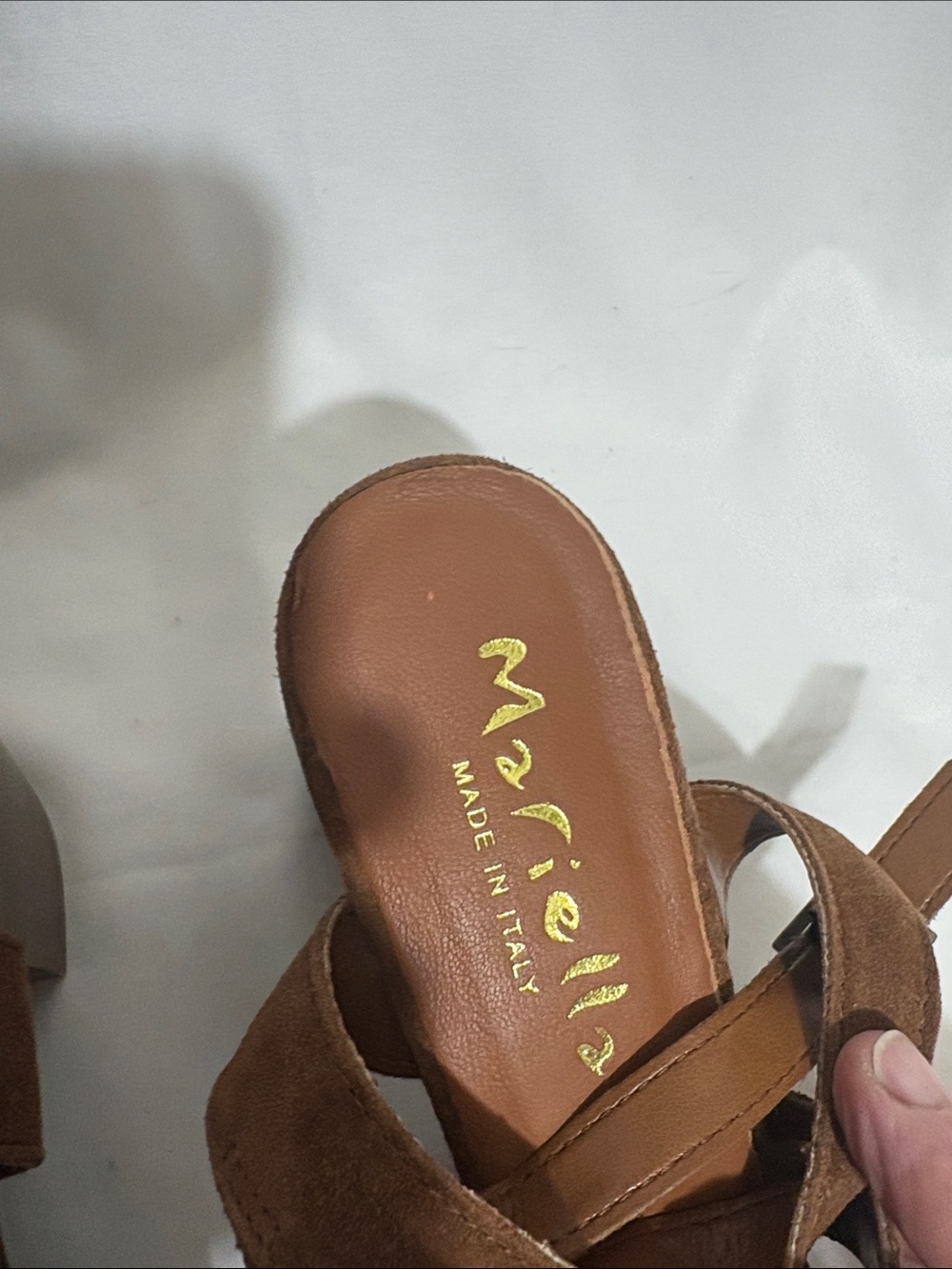 Women’s Brown Suede Cross-Strap Sandals with Ankle Buckle - Picture 2 of 11